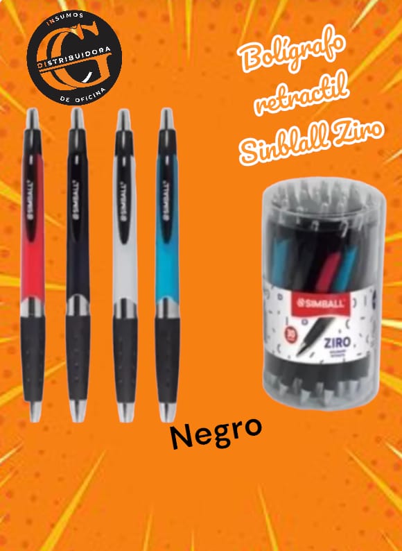 BOLIGRAFO RETRACTIL SIMBALL ZIRO  NEGRO