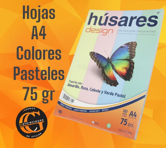 RESMAHOJA  A4 COLOR HUSARES PASTEL 75 GRAMOS X UNIDAD
